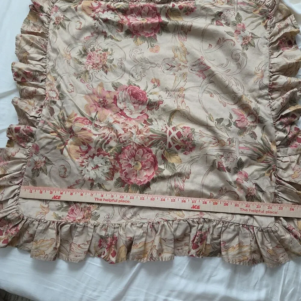 Pair (2) Vintage Ralph Lauren Guinevere Aragon Ruffled Euro Shams Cotton 25